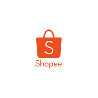 Shopee logo with an orange shopping bag and the text 'Shopee' in orange